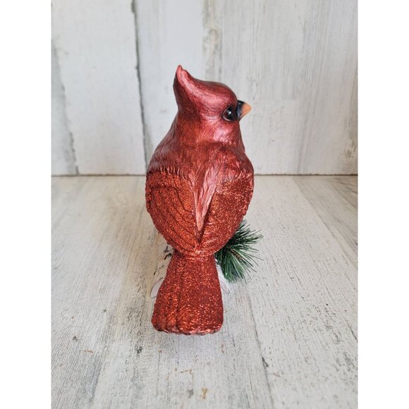 Resin red cardinal snow covered branch Xmas home decor unique figure - Picture 3 of 8